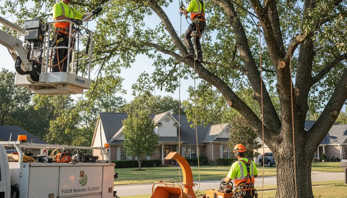 Albany, GA tree pruning crew trimming branches to improve tree health and safety