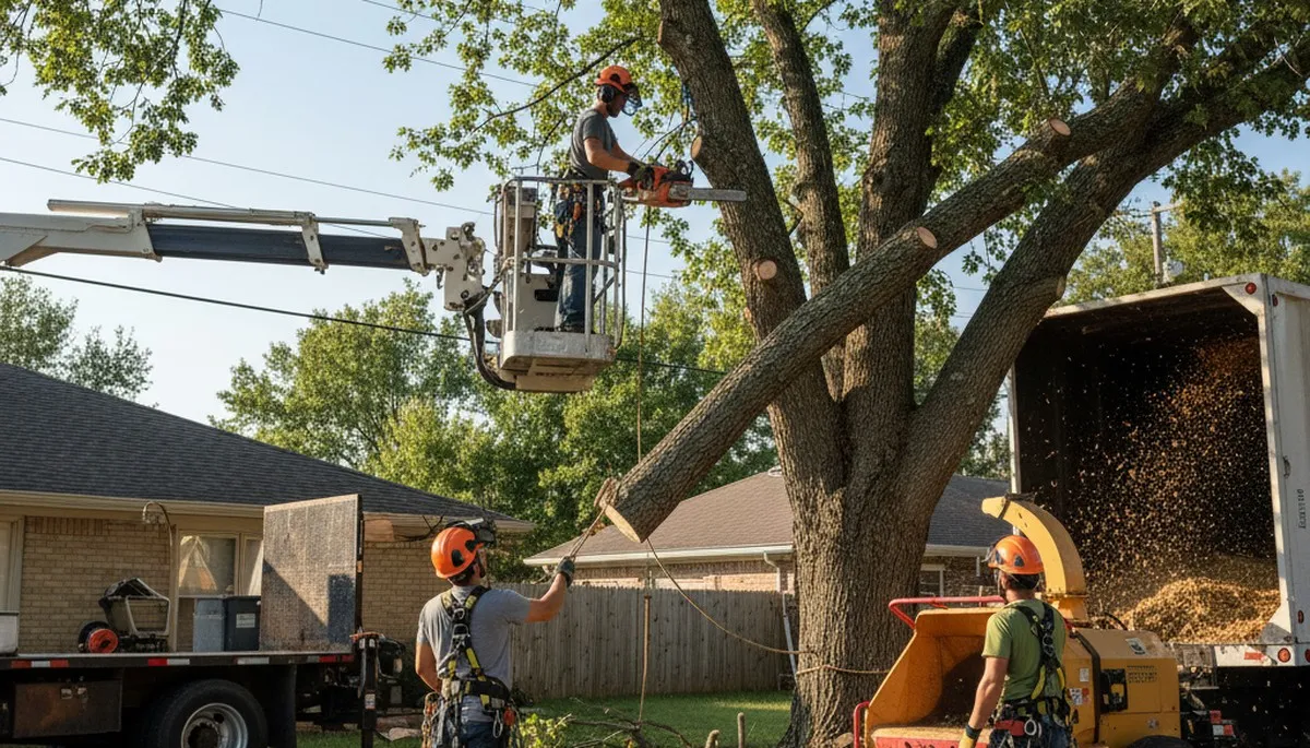 Albany, GA tree removal crew safely removing a dead tree for a local property