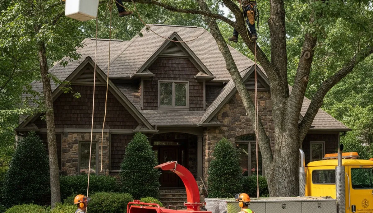 Tree service crew in Albany, GA providing tree removal and trimming for local properties
