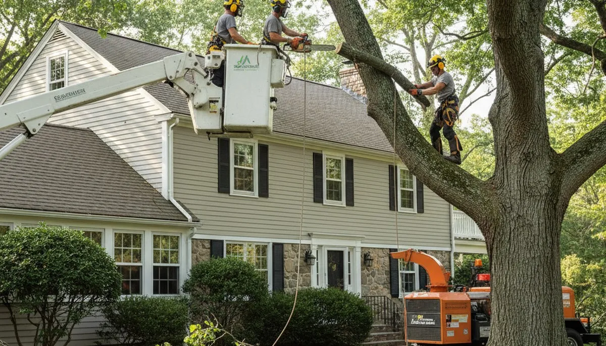 Tree service crew at work in Albany, GA, trimming and removing trees for safe property care