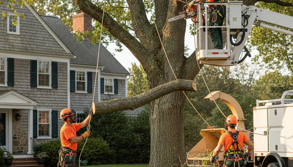 Tree service crew in Albany, GA providing tree removal, trimming, and maintenance for local properties